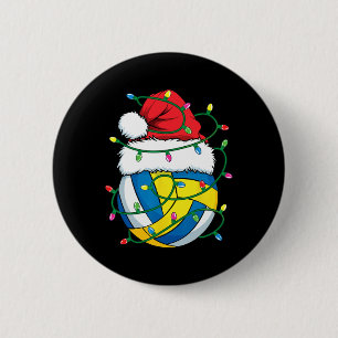 Christmas Volleyball Santa Hat Boys Girls Xmas Lig Button