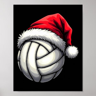 Christmas Volleyball Santa Hat Poster