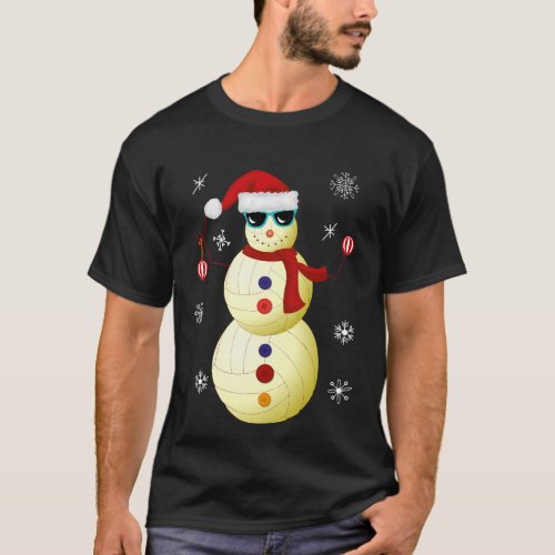 Christmas volleyball Snowman Santa Hat Gift T_Shirt