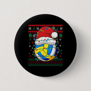Christmas Volleyball Xmas Santa Sports Hat  Button