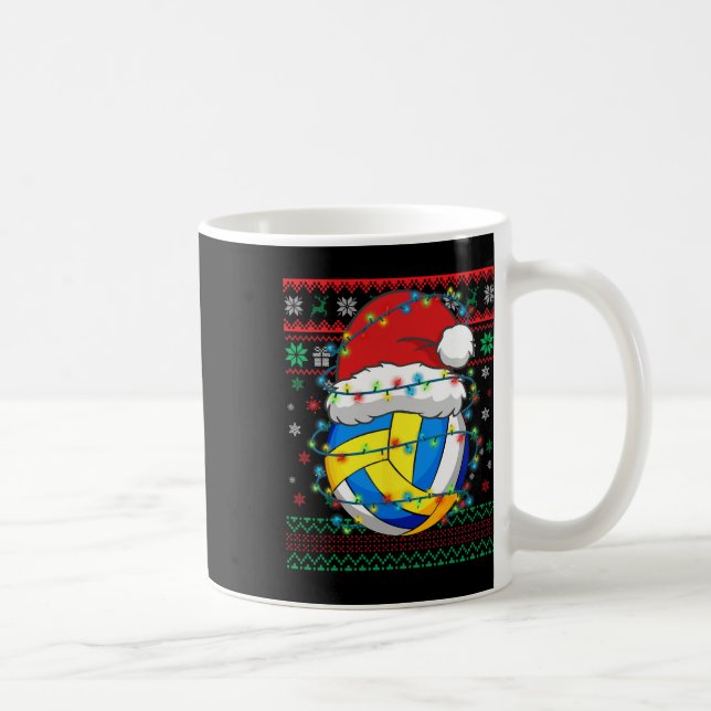 Christmas Volleyball Xmas Santa Sports Hat  Coffee Mug (Right)
