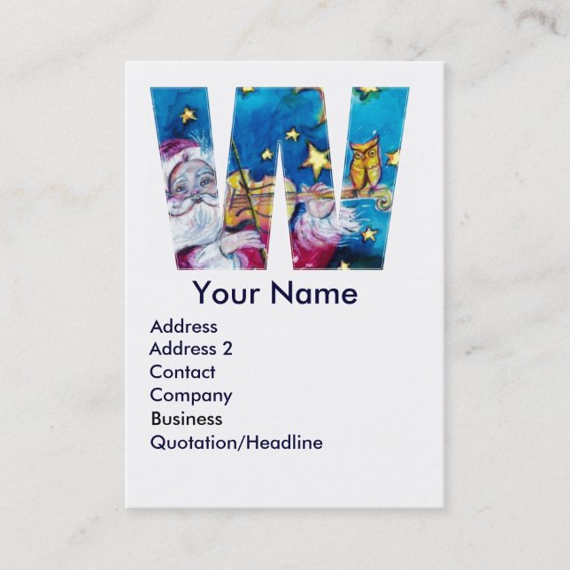 CHRISTMAS W LETTER / INSPIRED SANTA MONOGRAM BUSINESS CARD (Front)