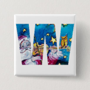 CHRISTMAS W LETTER / INSPIRED SANTA MONOGRAM BUTTON