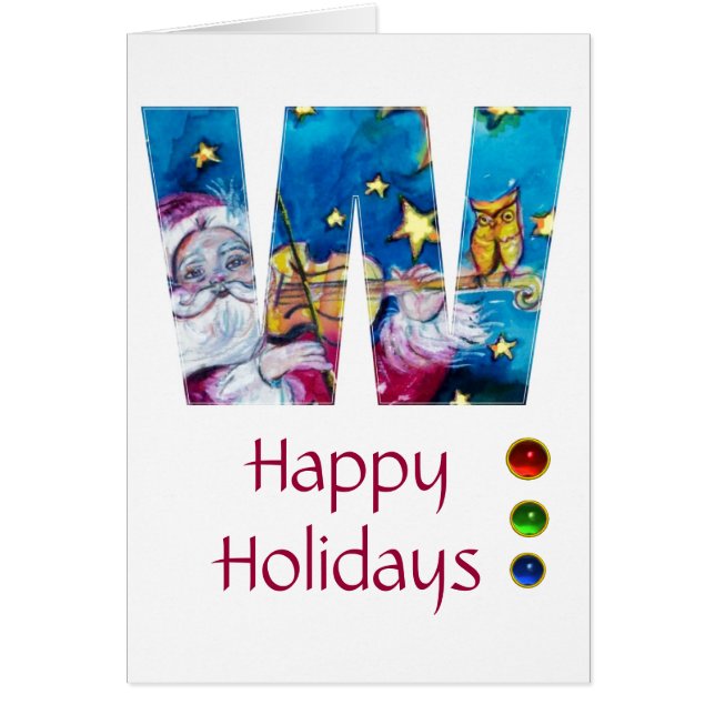 CHRISTMAS W LETTER / INSPIRED SANTA MONOGRAM CARDS (Front)