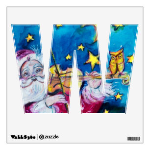 CHRISTMAS W LETTER / INSPIRED SANTA MONOGRAM WALL DECAL