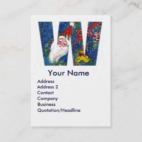 CHRISTMAS W LETTER  SANTA CLAUS WITH RED RIBBON BUSINESS CARD