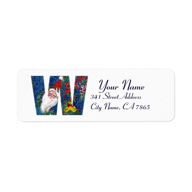 CHRISTMAS W LETTER / SANTA CLAUS WITH RED RIBBON LABEL (Front)