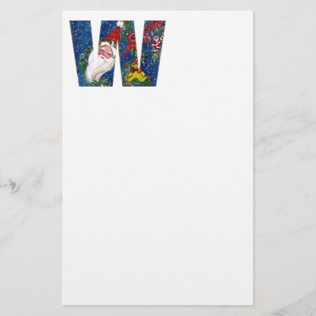 CHRISTMAS W LETTER / SANTA CLAUS WITH RED RIBBON STATIONERY (Front)