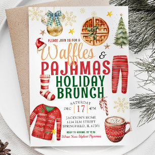 Christmas Waffle and Pajamas Holiday Brunch Invitation