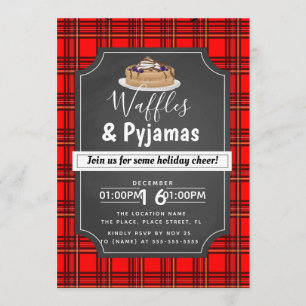 Christmas waffles and pyjamas brunch party invitation