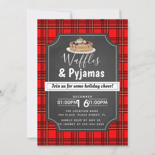 Christmas waffles and pyjamas brunch party invitation