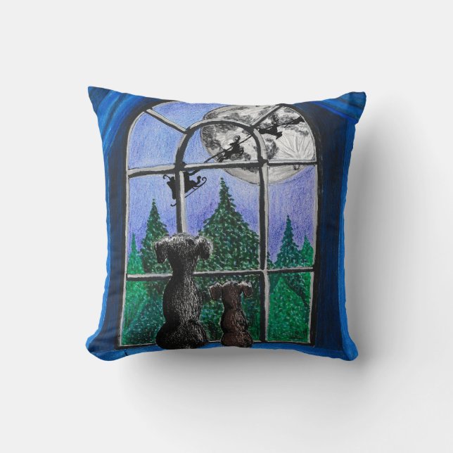 christmas "waiting for santa" springador dogs throw pillow (Front)