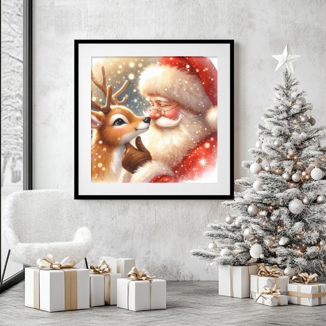 Christmas Wall Art Santa Claus Rudolph Illustratio (Christmas Wall Art Santa Claus Rudolph Illustration)