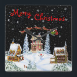 Christmas,wall,clock,Santa,Claus,reindeer,snowman Square Wall Clock<br><div class="desc">Christmas wall clock with Santa and his reindeer. Art titled "Ho,  Ho, Ho" by Christine Altmann</div>