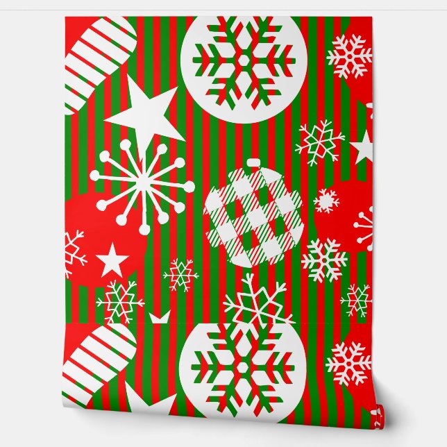 Christmas Wallpaper – Joy to the World Red & Green Wallpaper (Unrolling)