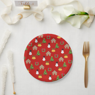 christmas wallpaper pattern background gifts red paper plates