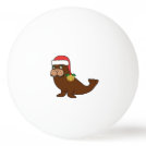 Christmas Walrus with Santa Hat & Gold Bell Ping Pong Ball Christmas Walrus with Santa Hat & Gold Bell Ping Pong Ball