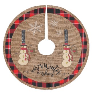 Christmas - Warm Winter Wishes - Snowman Brushed Polyester Tree Skirt