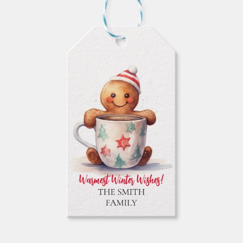 Christmas Warmest Winter Wishes Gingerbread Man Gift Tags