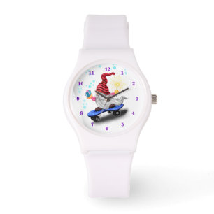 Christmas Watch Gift Happy Skater Gnome with Gifts