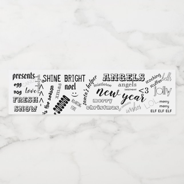 Christmas Water Bottle Label fun words party favor (Single Label)