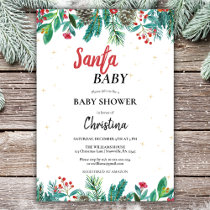 Christmas Watercolor Baby Shower Invitation