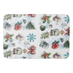 Christmas Watercolor Bath Mat