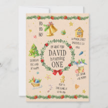 Christmas Watercolor Birthday Invite