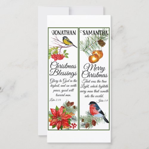 Christmas Watercolor Blessing Scripture Bookmark Card