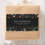Christmas watercolor botanical floral black moody  label<br><div class="desc">Christmas watercolor botanical elegant floral black moody stylish elegant address labels</div>