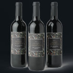 Christmas watercolor botanical floral dark moody wine label<br><div class="desc">Christmas foliage watercolor botanical floral dark moody modern black holiday wine gift label stickers.</div>