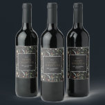 Christmas watercolor botanical floral dark moody wine label<br><div class="desc">Christmas foliage watercolor botanical floral dark moody modern black holiday wine gift label stickers.</div>