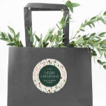 Christmas watercolor botanical floral green classic round sticker<br><div class="desc">Christmas foliage watercolor botanical floral dark moody modern natural cream and green holiday gift wrap sticker favor design.</div>
