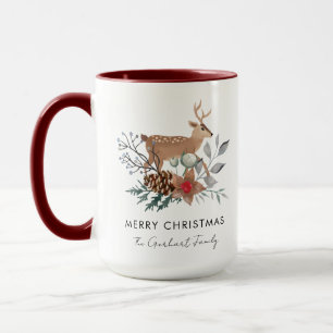 Christmas Watercolor Botanical Holiday Family Mug
