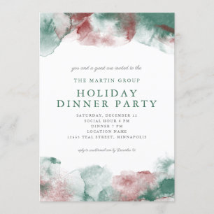 Christmas Watercolor Business Holiday Dinner Party Invitation