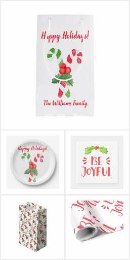 Christmas: watercolor candy canes