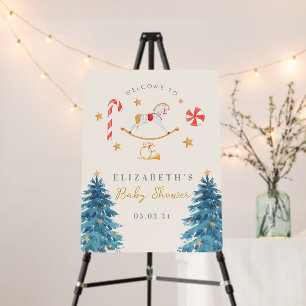 Christmas Watercolor Cute Baby Shower Welcome Foam Board