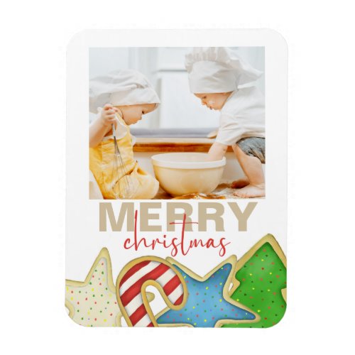 Christmas Watercolor Cute Cookies 1 Photo Holiday Magnet