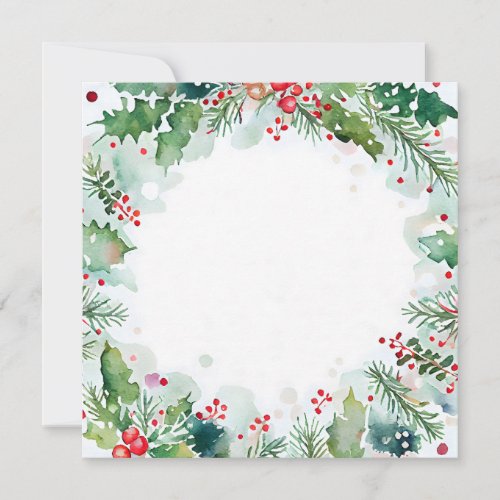 Christmas watercolor design with holly ivy and note card