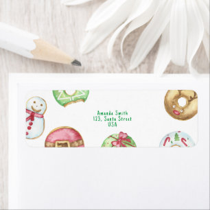 Christmas watercolor donuts cookies label
