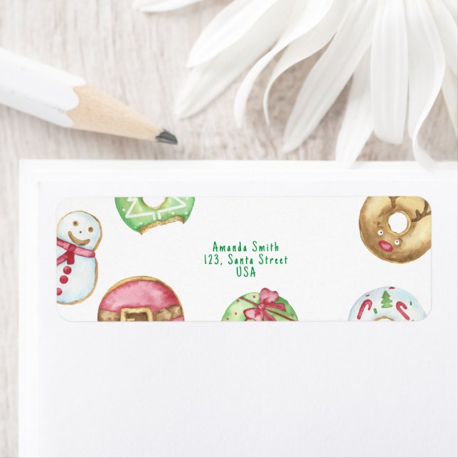 Christmas watercolor donuts cookies label (Insitu)