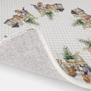 Christmas Watercolor Farmhouse BOHO Gnomes Rug