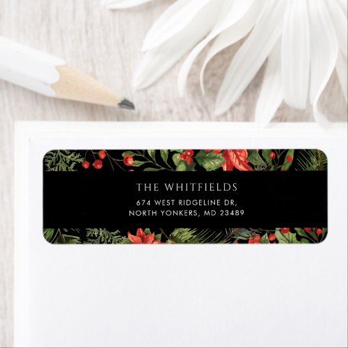 Christmas Watercolor Floral Family Return Address Label