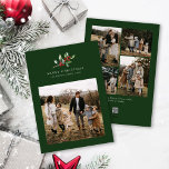 Christmas Watercolor Floral Five Photo Collage Holiday Card<br><div class="desc">Christmas Watercolor Floral Five Photo Collage Holiday Card features a beautiful watercolor illustration of seasonal greenery and holly berries,  along with five photos.</div>
