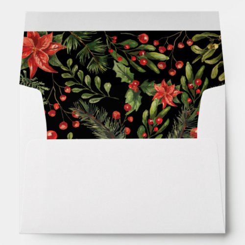 Christmas Watercolor Floral Greenery Envelope