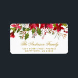 Christmas Watercolor Floral Poinsettia Gold Label<br><div class="desc">Christmas Holiday Watercolor Floral Poinsettia Red Gold Return Address Labels</div>