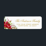 Christmas Watercolor Floral Poinsettia Gold Label<br><div class="desc">Christmas Holiday Watercolor Floral Poinsettia Gold Return Address Labels</div>