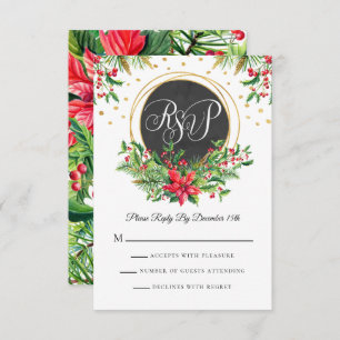 Christmas Watercolor Flowers RSVP Card