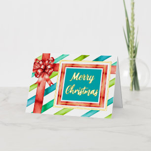 Christmas Watercolor Folded Foil Holiday Card
