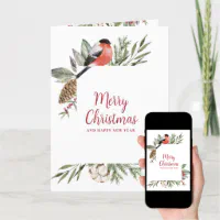 Watercolor Foliage Multi Photo Holiday Cards